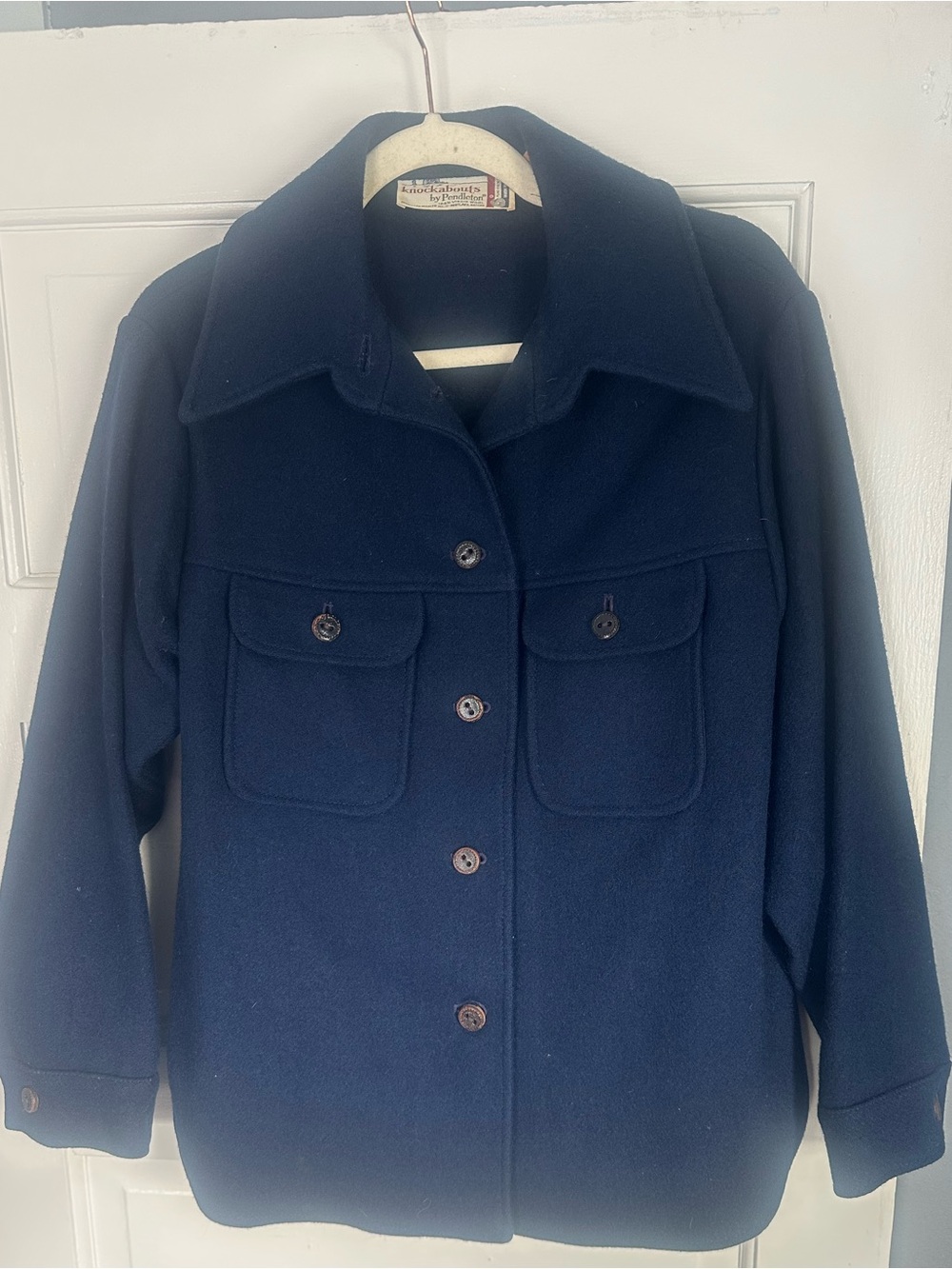 Vintage Pendleton Knockabouts Navy Wool Shirt Jacket Women's S/M USA